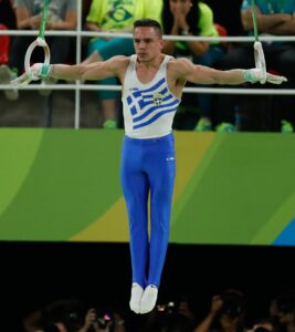 Eleftherios Petrounias performs the iconic iron cross during his gold medal routine at the 2016 Olympics